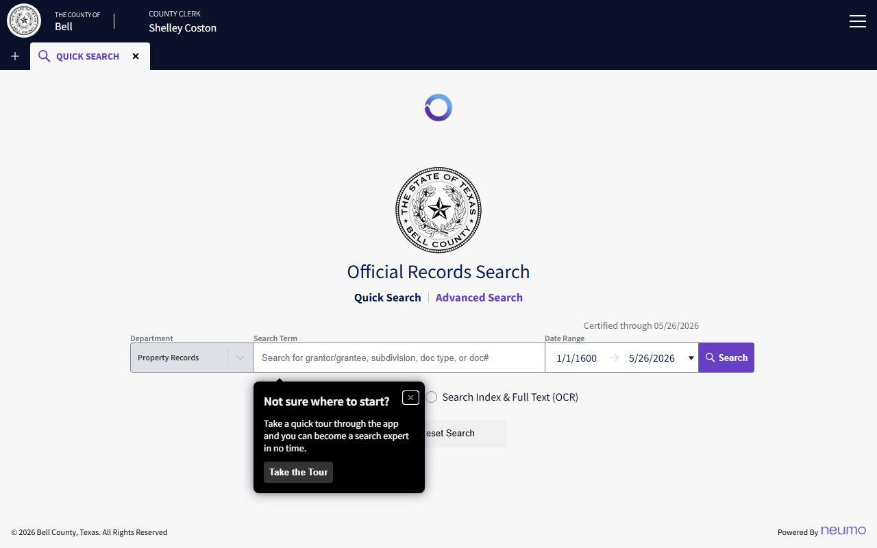 Bell County County Clerk official records search portal for deeds and recorded documents
