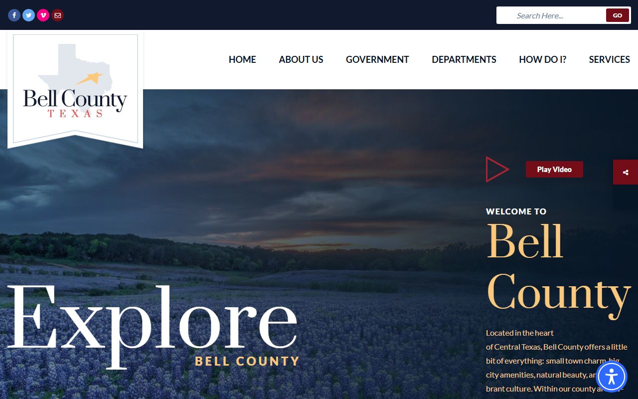 Bell County official homepage with court and records links