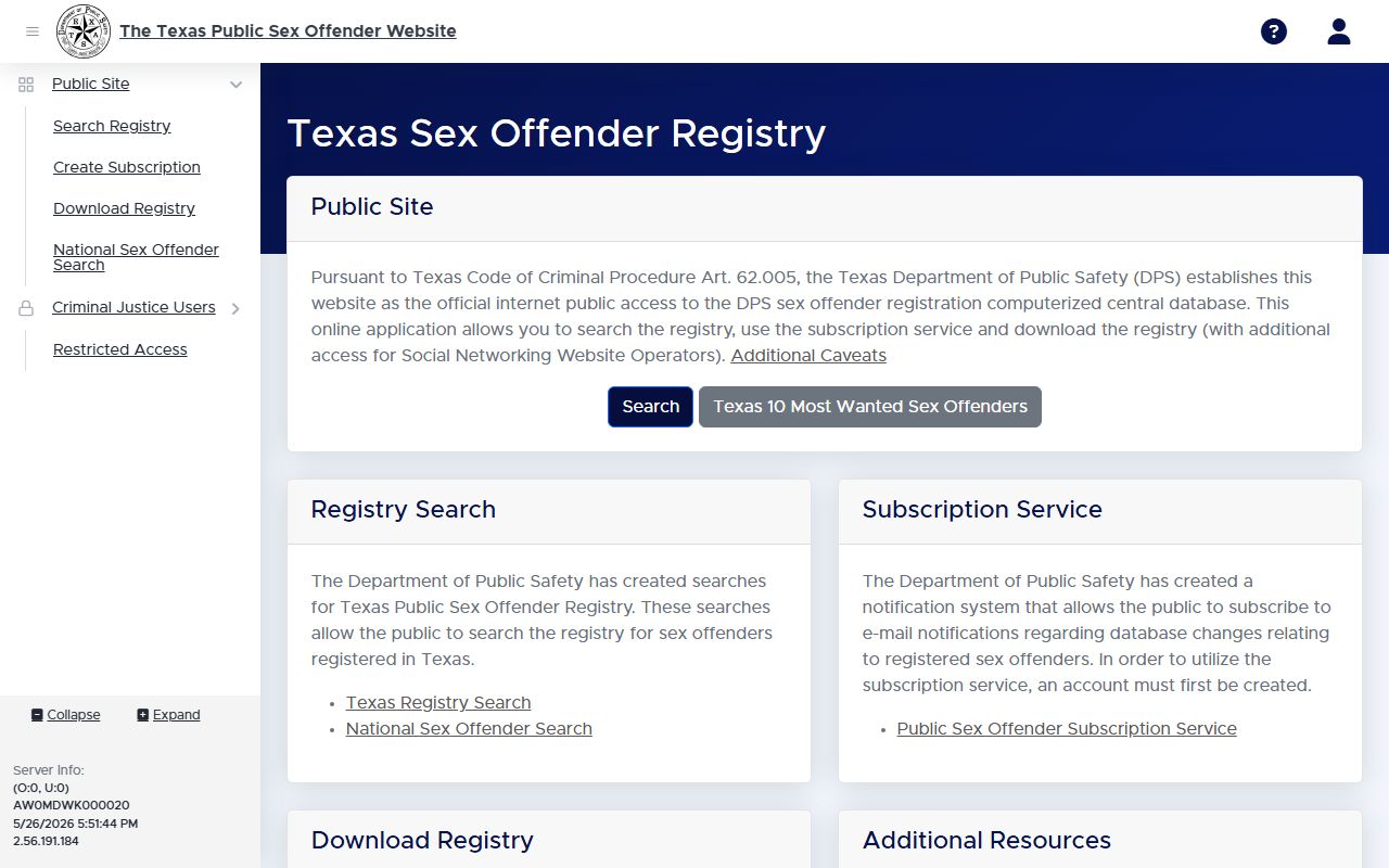 Texas DPS sex offender registry searchable for Bell County