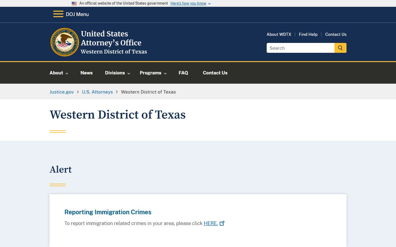 U.S. Attorney Western District of Texas federal court records for Bell County cases