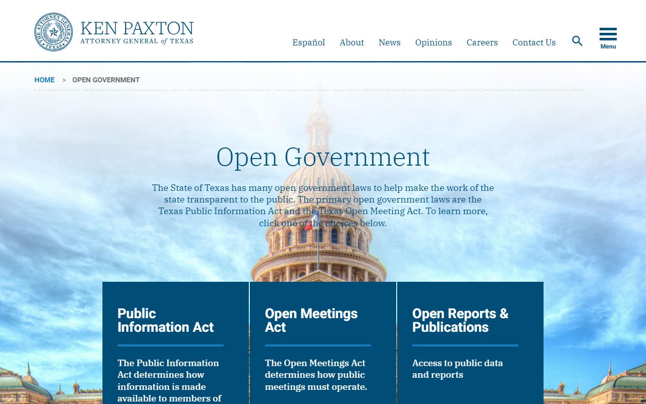 Texas Attorney General Open Government resource page for Bell County public records