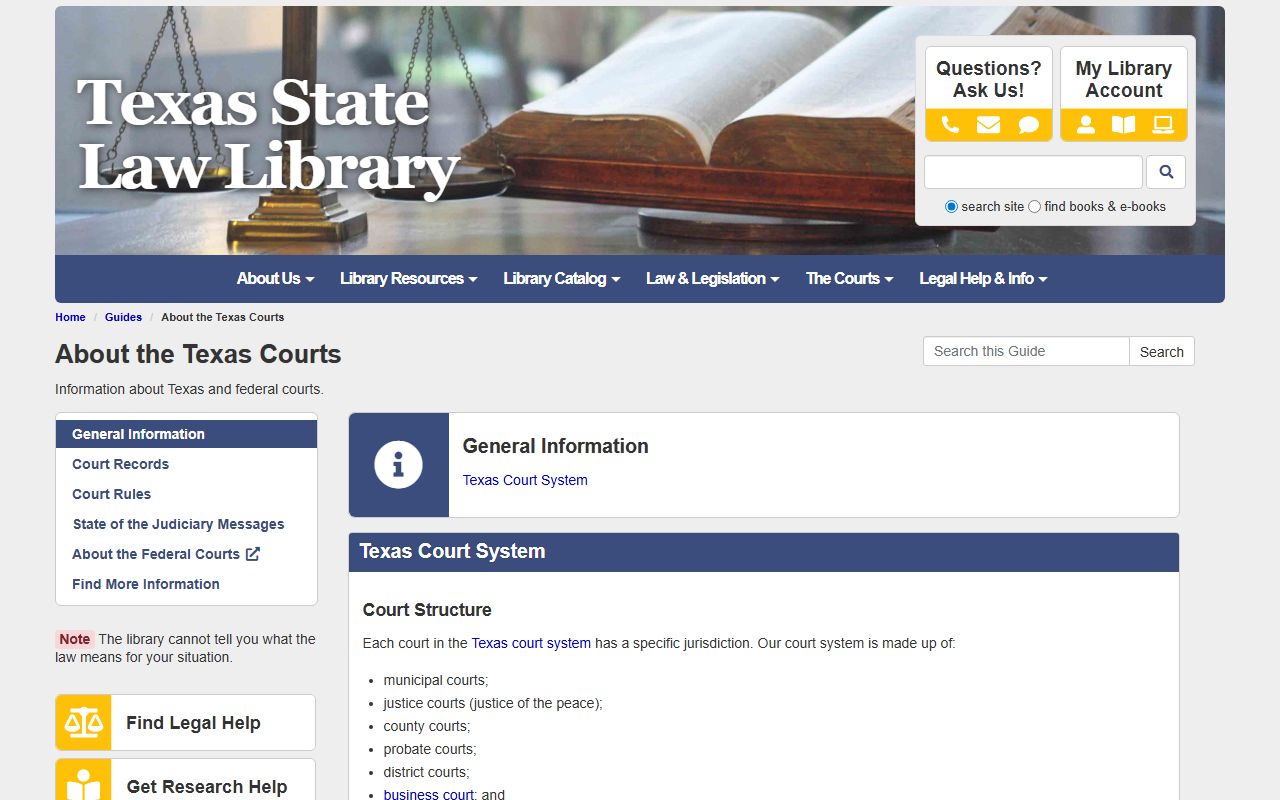 State Law Library guide to the Texas court structure and Bell County trial courts